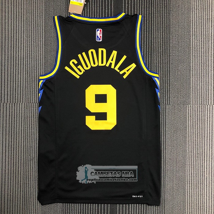 Camiseta Golden State Warriors Andre Iguodala NO 9 Ciudad 2021-22 Negro